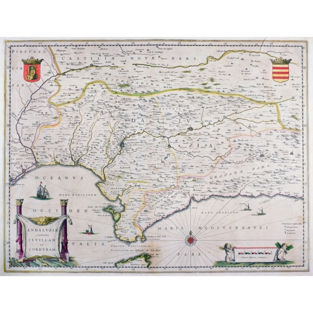 Map Of Andalusia Spain By Willem And Or Joannes Blaeu Published Amsterdam 1640 Poster Print